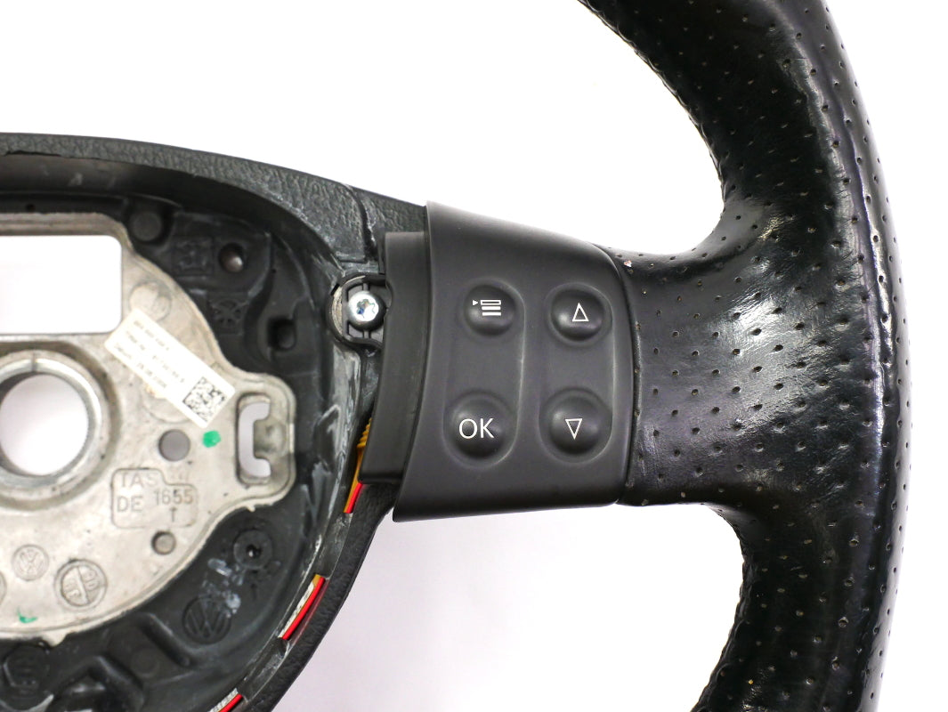 Flat Bottom Black Leather Sports Steering Wheel 05-10 VW Jetta GLI GTI MK5 ~