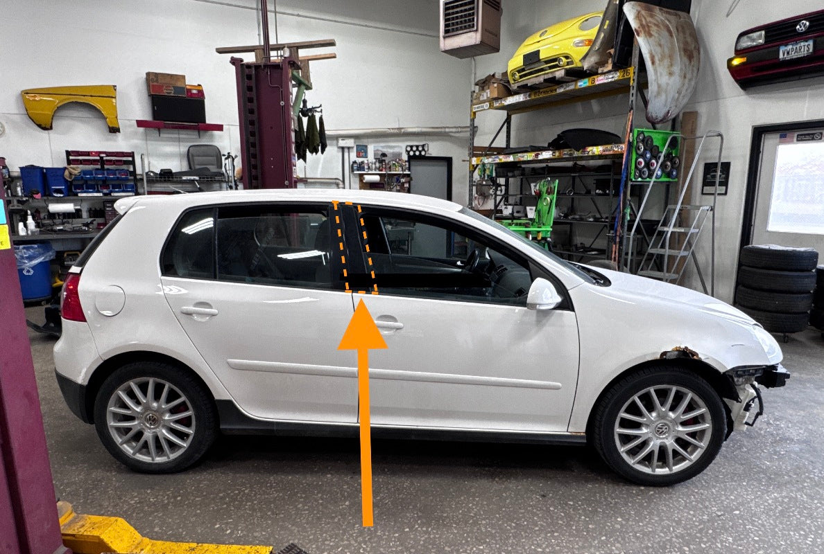 RH Front Exterior Door Window Pillar Trim 06-09 VW GTI MK5 4DR - 1K4 837 902