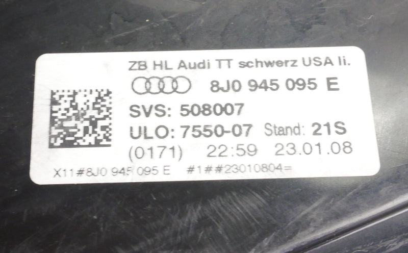 LH Tail Light Lamp 08-15 Audi TT Coupe / Convertible - Genuine - 8J0 945 095 E