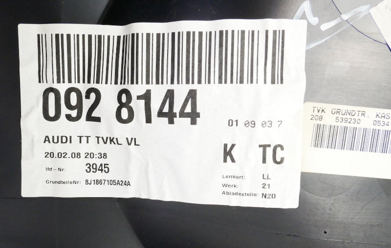 LH Front Interior Door Panel 08-15 Audi TT Coupe Convertible - 8J1 867 105