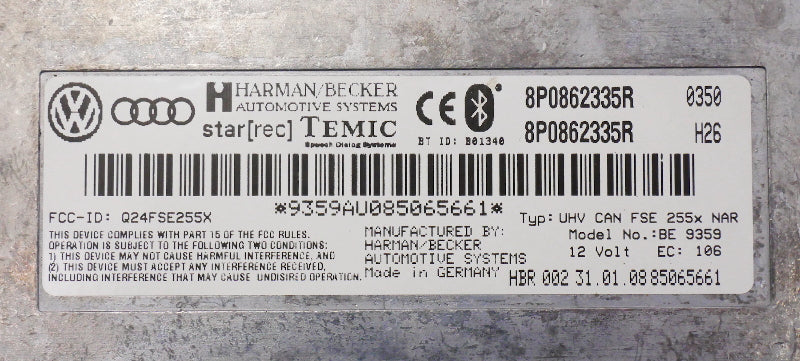 Bluetooth Module Audi TT A3 R8 RS4 S3 S4 - Genuine - 8P0 862 335 R