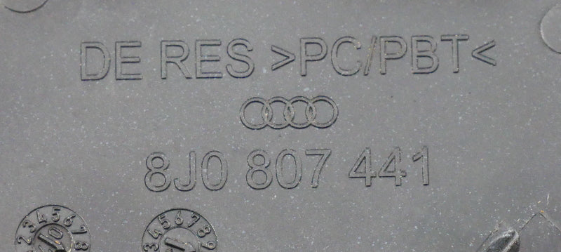 Rear Bumper Tow Hook Cap Cover 08-10 Audi TT - LY9B Black - 8J0 807 441