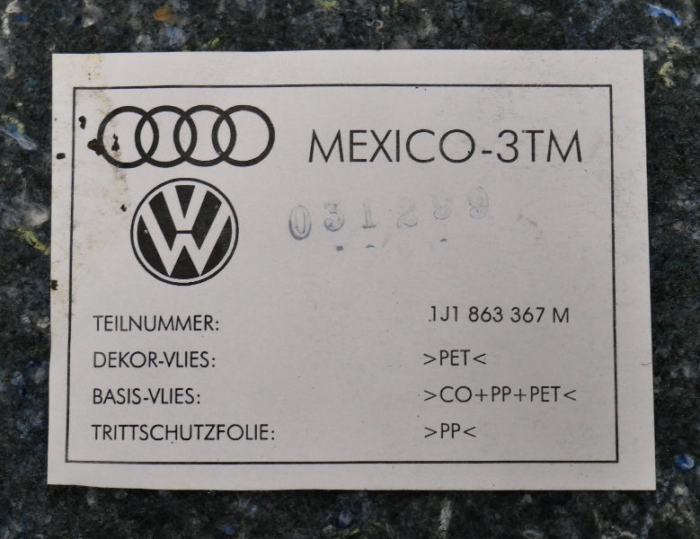 Interior Floor Carpet 99-05 VW Jetta Golf MK4 Black - Genuine - 1J1 863 367 M