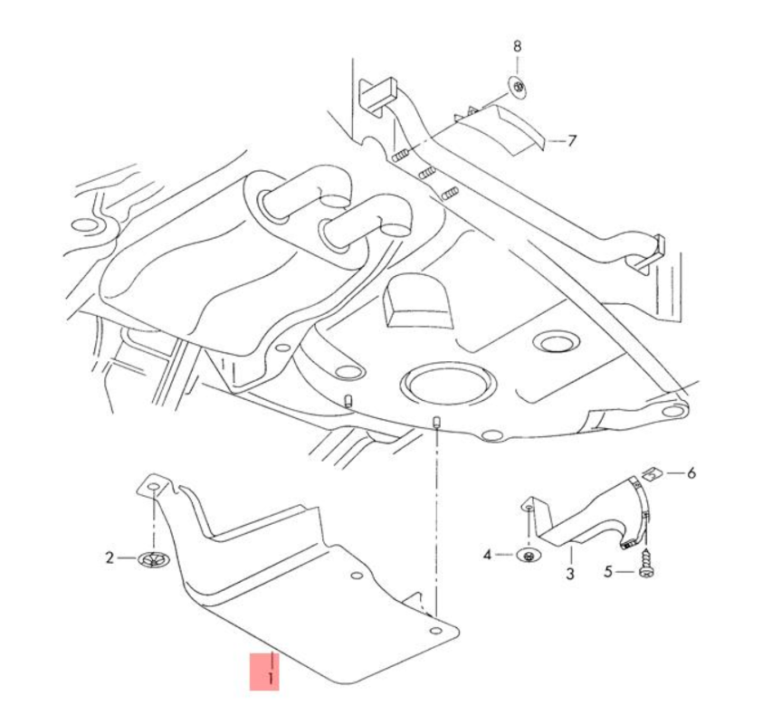 Rear Under Car Splash Shield 99-05 VW Jetta Golf GTI MK4 Beetle - 1J0 825 201 A