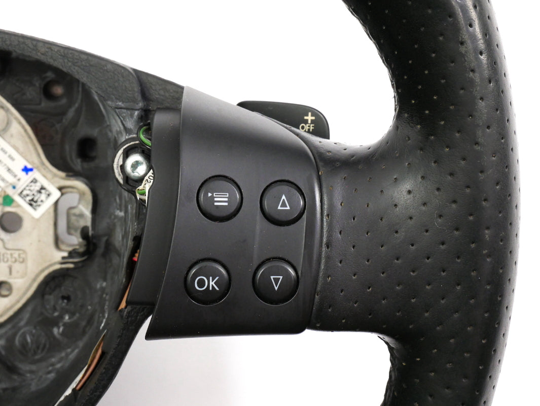 Flat Bottom Black Leather Sports Steering Wheel 05-10 VW Jetta GLI GTI R32 MK5