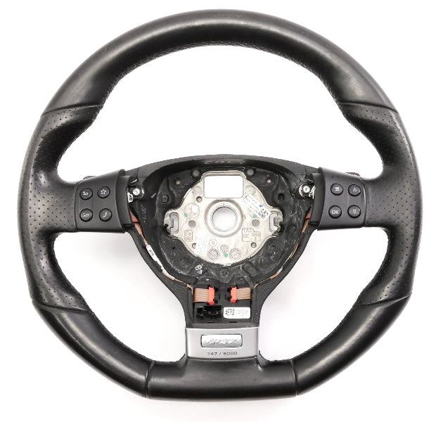 Flat Bottom Black Leather Sports Steering Wheel 05-10 VW Jetta GLI GTI R32 MK5