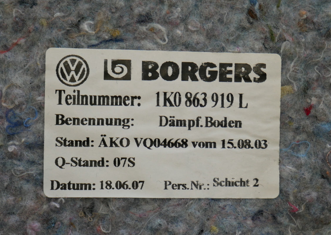 Carpet Insulation Liner Sound Deadening 05-10 VW Jetta Rabbit GTI Sportwagen Mk5