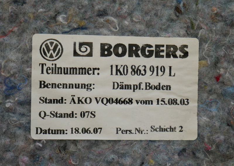 Carpet Insulation Liner Sound Deadening 05-10 VW Jetta Rabbit GTI Sportwagen Mk5