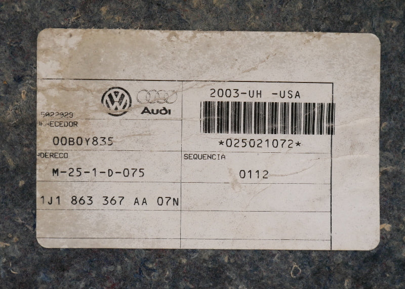 Interior Floor Carpet 99-05 VW Jetta Golf GTI MK4 Black - Genuine 1J1 863 367 AA