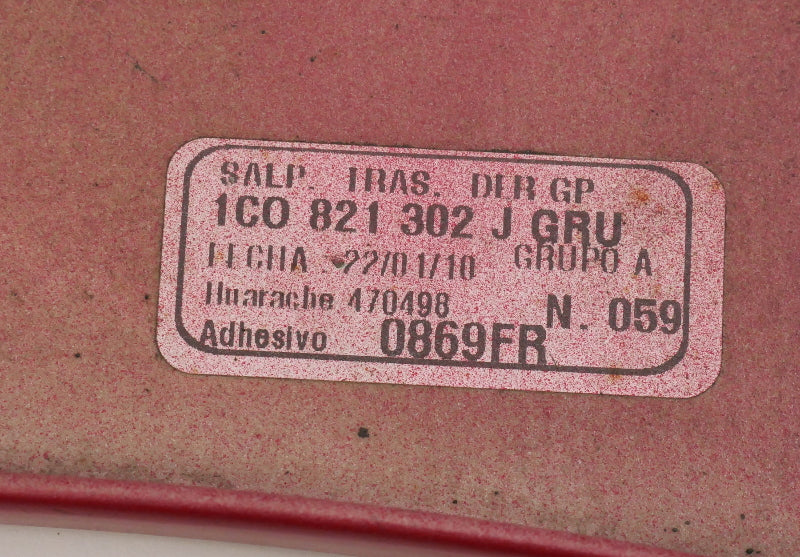 RH Rear Fender 06-10 VW Beetle Coupe Convertible LA3H Salsa Red - 1C0 821 306 J