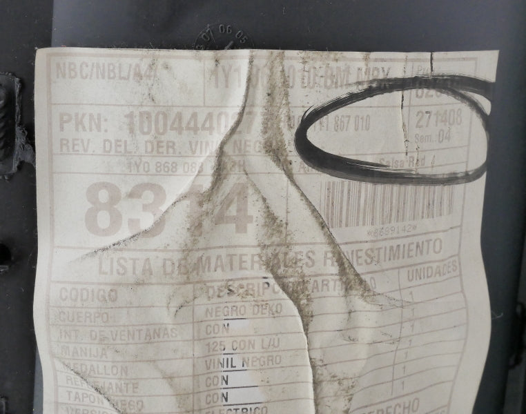 RH Front Door Panel 03-10 VW Beetle Convertible Salsa Red / Black ~ Genuine