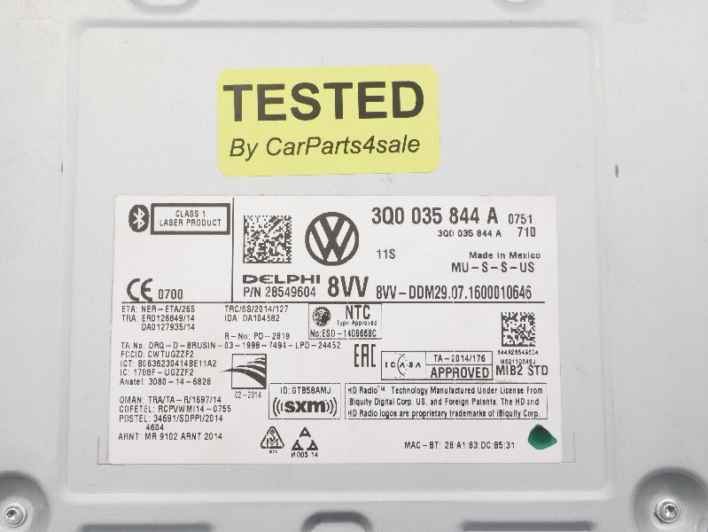 MIB Infotainment Multimedia Control Unit 16-18 VW Golf MK7 - 3Q0 035 844 A