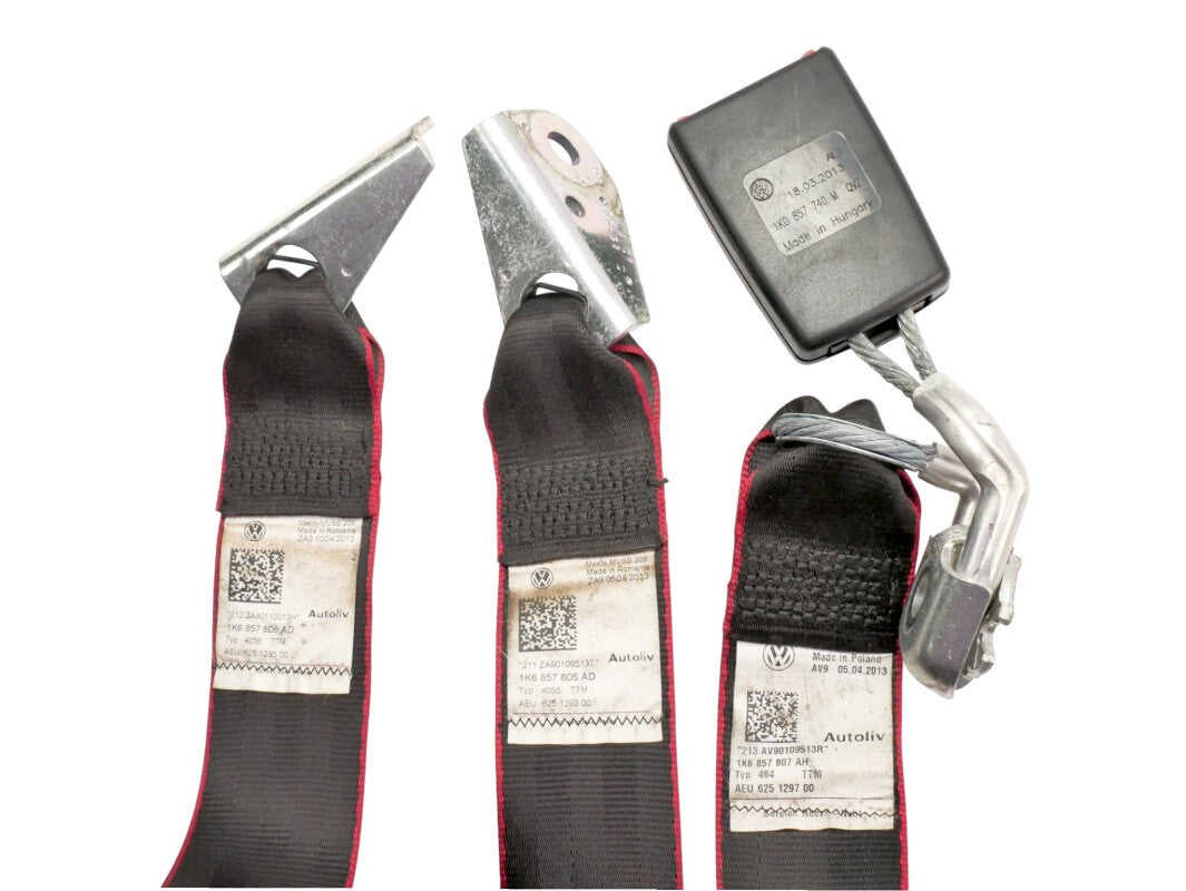 Red Stitched Drivers Edition Seatbelt Set 10-14 VW Golf GTI MK6 - 1K4 857 706 BP