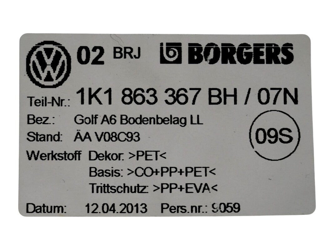 Interior Floor Carpet 06-14 VW Jetta Golf GTI Sportwagen MK5 MK6 1K1 863 367 BH