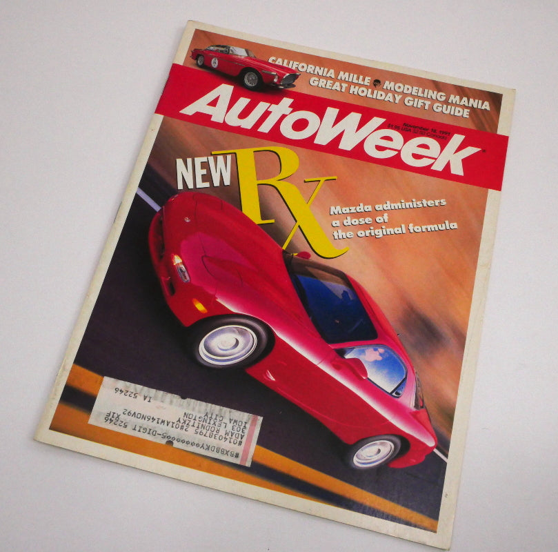 AutoWeek Magazine, November 18 1991, Mazda RX-7, California Mille Modeling Mania
