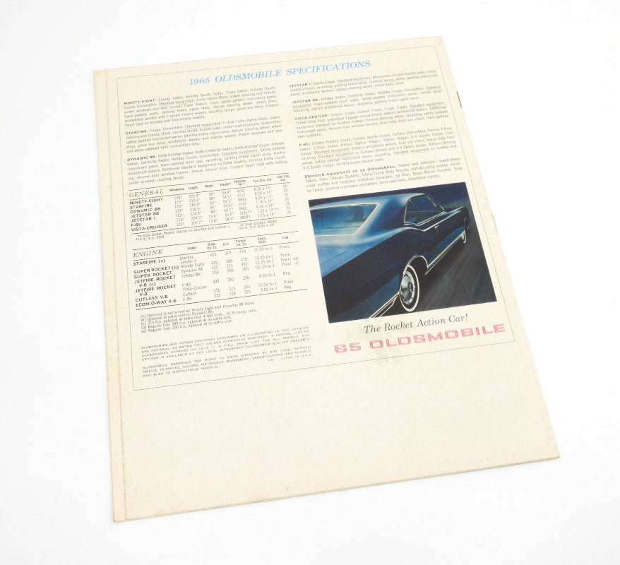 Original Dealer Showroom Brochure - 1965 Oldsmobile Starfire Jetstar Cutlass