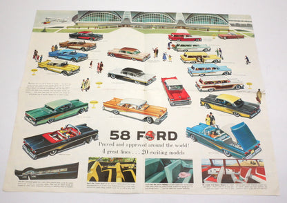Original Dealer Showroom Brochure Poster - 1958 '58 Ford Fairlane 500