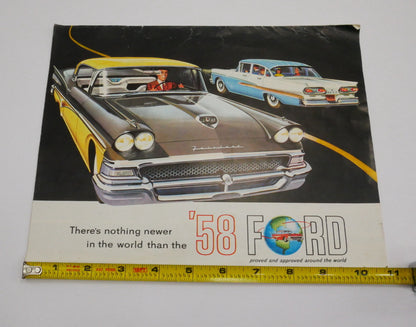 Original Dealer Showroom Brochure Poster - 1958 '58 Ford Fairlane 500