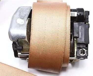 LH Rear Seatbelt 00-03 Audi A8 S8 D2 - Coconut Brown - Genuine - 4D0 857 805 C