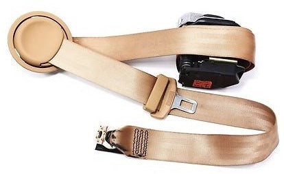 LH Rear Seatbelt 00-03 Audi A8 S8 D2 - Coconut Brown - Genuine - 4D0 857 805 C