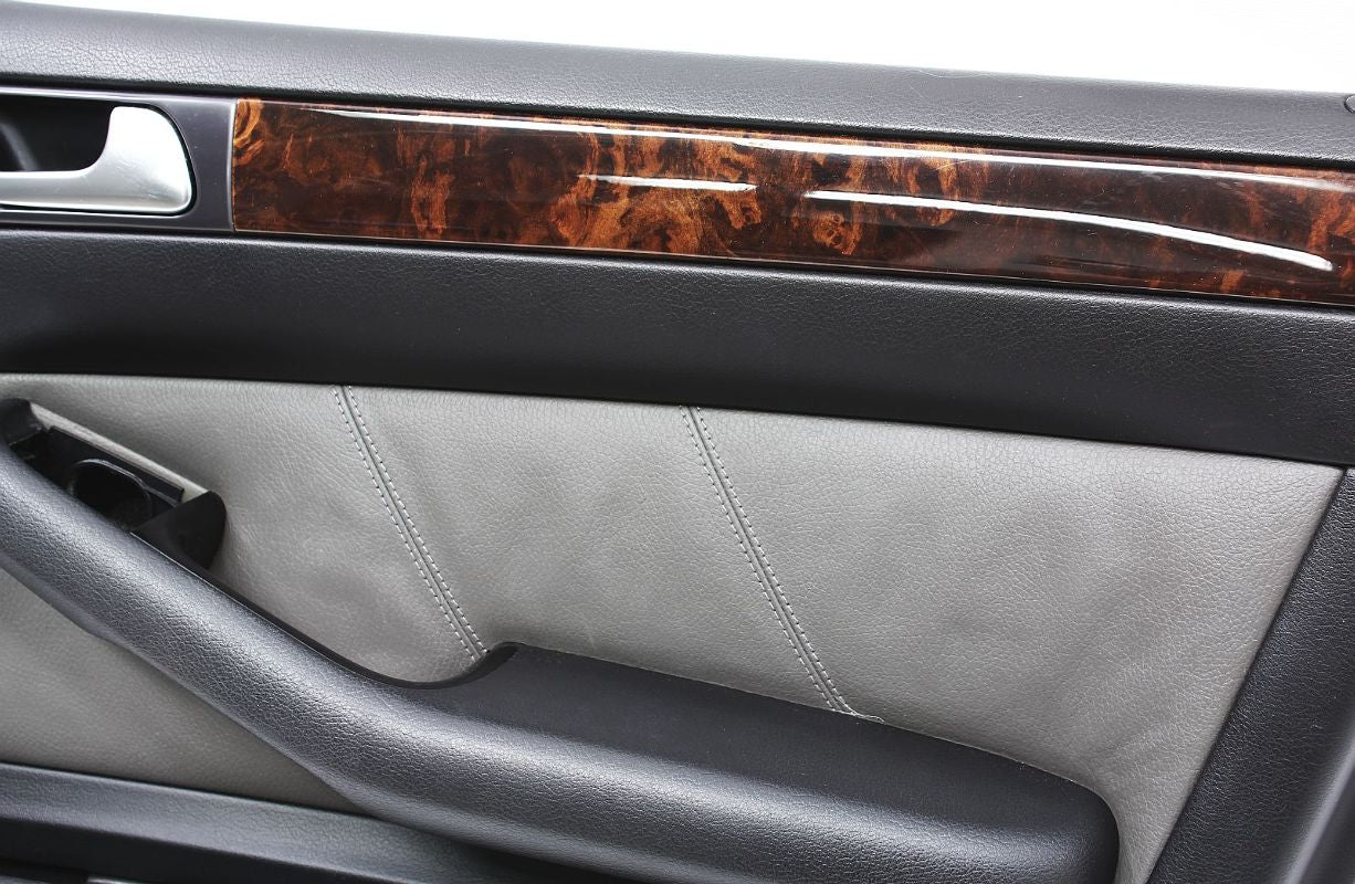 RH Front Door Panel 01-05 Audi Allroad Dark Gray Leather & Wood - Genuine