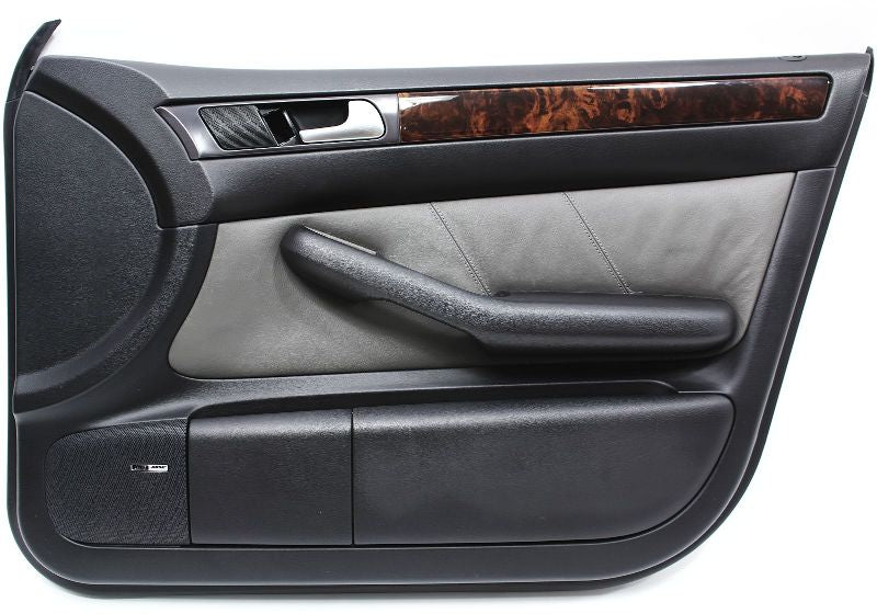 RH Front Door Panel 01-05 Audi Allroad Dark Gray Leather & Wood - Genuine