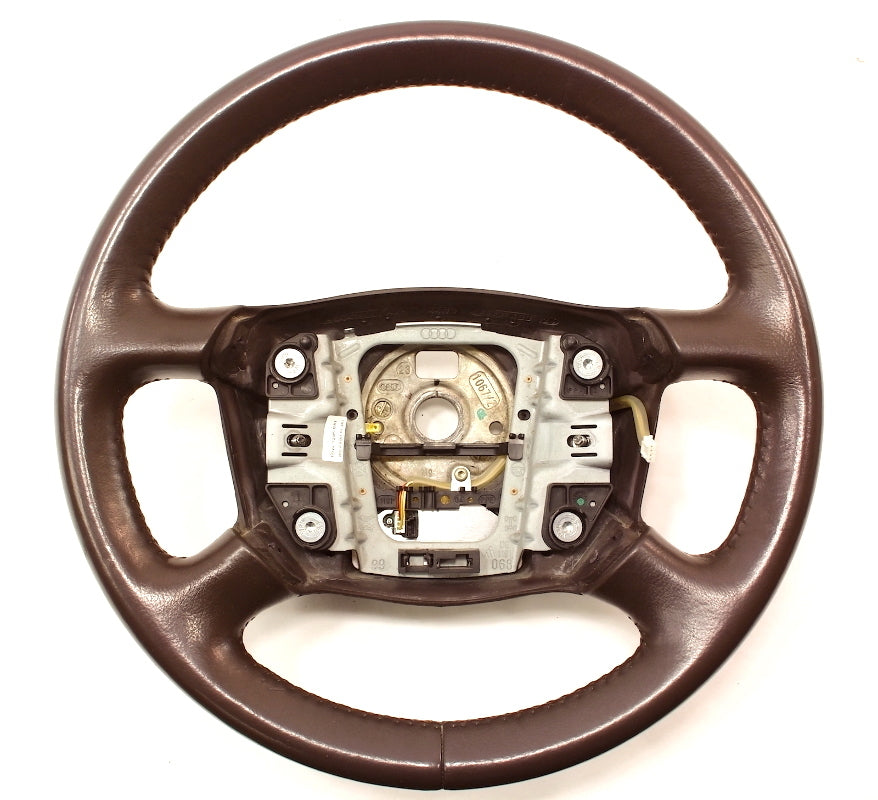 Dark Brown Leather Steering Wheel 98-04 Audi A6 C5 - Genuine
