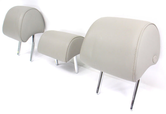 Rear Headrest Head Rest Set 02-05 Audi A4 S4 B6 Sedan Gray Leather - Genuine
