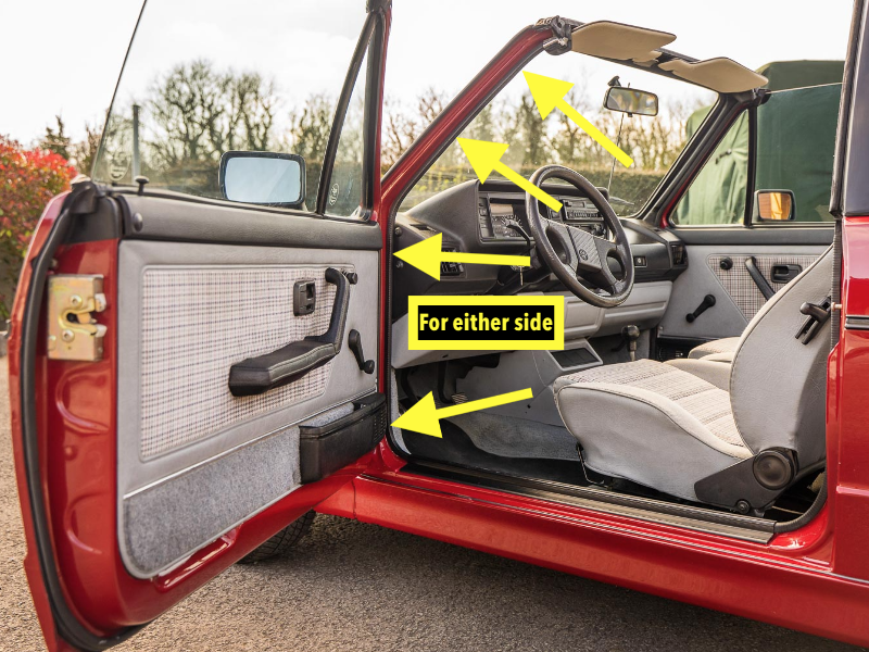 Door Striker Seal Weather Stripping 80-93 VW Rabbit Convertible Cabriolet MK1