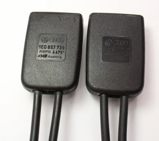 Rear Seat Belt Buckle Receivers 95-02 VW Cabrio - Black - 1E0 857 739 / 740