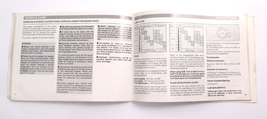 1989 VW Jetta Owners Manual Book MK2 - Genuine