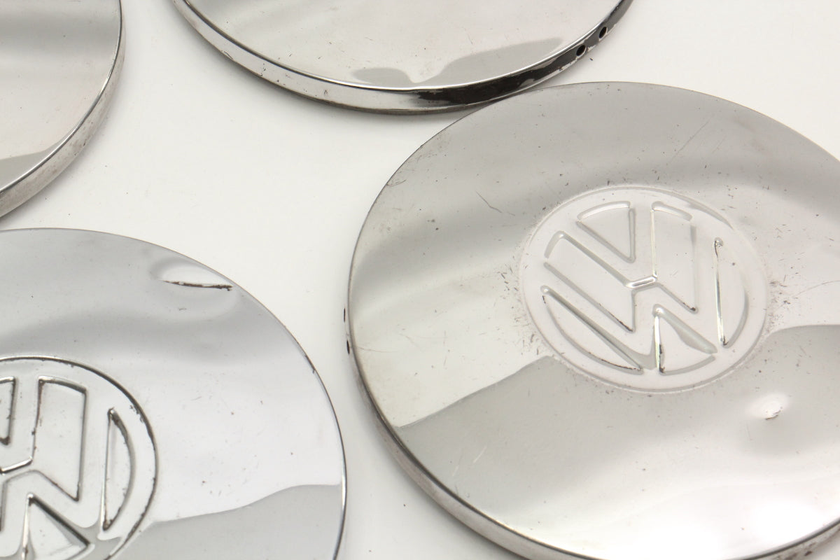 Chrome Wheel Center Hub Cap Set 75-84 VW Rabbit Jetta Pickup MK1 ~ Genuine