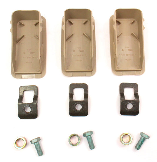 Child Seat Restraint Hooks Mounts Caps 02-05 Audi A4 B6 - Beige - 4B0 887 301 A