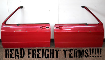 Pair Door Shell Skins 80-93 VW Rabbit Convertible Cabriolet MK1 Red - Genuine