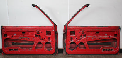 Pair Door Shell Skins 80-93 VW Rabbit Convertible Cabriolet MK1 Red - Genuine