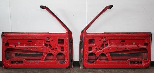 Pair Door Shell Skins 80-93 VW Rabbit Convertible Cabriolet MK1 Red - Genuine