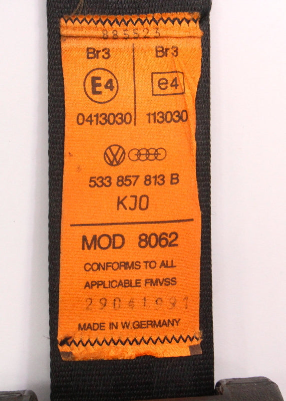 Rear Seat Lap Belt 85-92 VW Cabriolet - Black - Genuine - 533 857 813 B