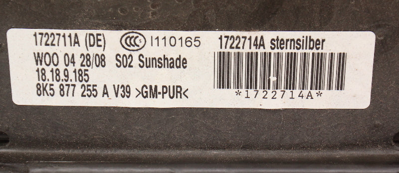 Sunroof Sun Shade Interior Panel Slider 09-16 Audi A4 S4 B8 ~ 8K5 877 255 A V39