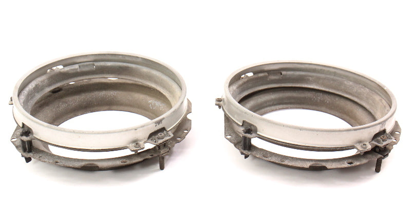 Round Headlight Lamp Bucket Mount Set 77-93 VW Rabbit MK1 Cabriolet - Genuine -