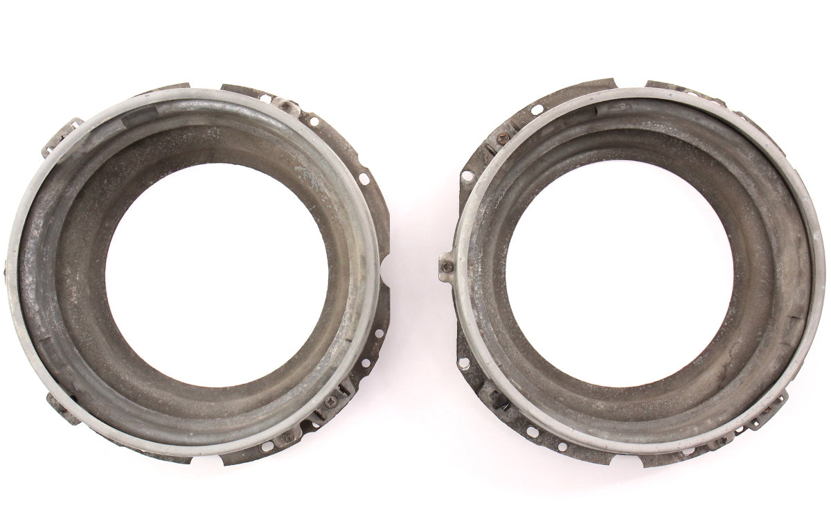 Round Headlight Lamp Bucket Mount Set 77-93 VW Rabbit MK1 Cabriolet - Genuine -