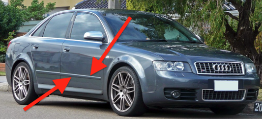 RH Front Center Door Molding Trim 02-08 Audi A4 B6 B7 LX7Z Grey - 8E0 853 954