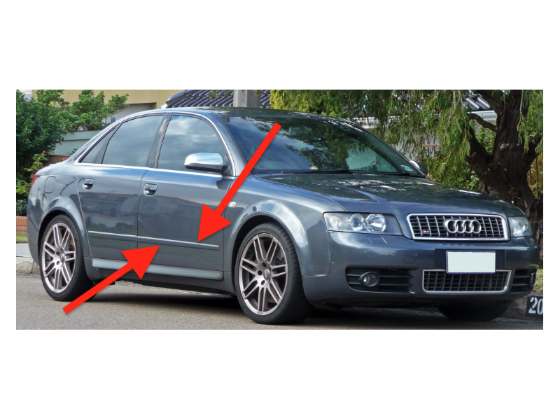 RH Front Center Door Molding Trim 02-08 Audi A4 B6 B7 LX7Z Grey - 8E0 853 954