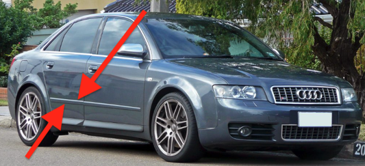 RH Rear Center Door Molding Trim 02-08 Audi A4 B6 B7 LX7Z Grey - 8E0 853 964