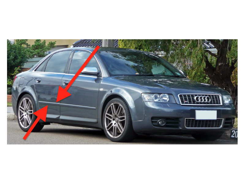 RH Rear Center Door Molding Trim 02-08 Audi A4 B6 B7 LX7Z Grey - 8E0 853 964