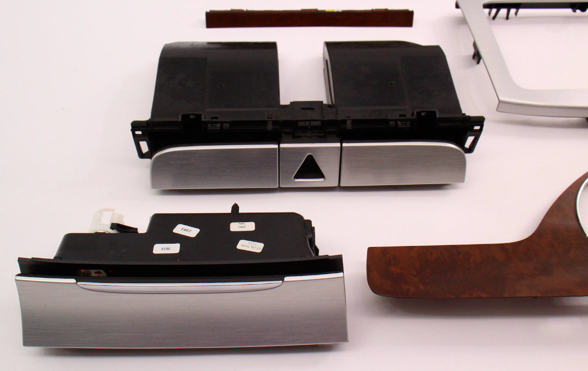 Wood & Brushed Silver Interior Dash Trim Set 06-10 VW Passat B6 - Genuine