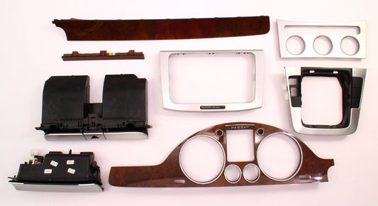 Wood & Brushed Silver Interior Dash Trim Set 06-10 VW Passat B6 - Genuine