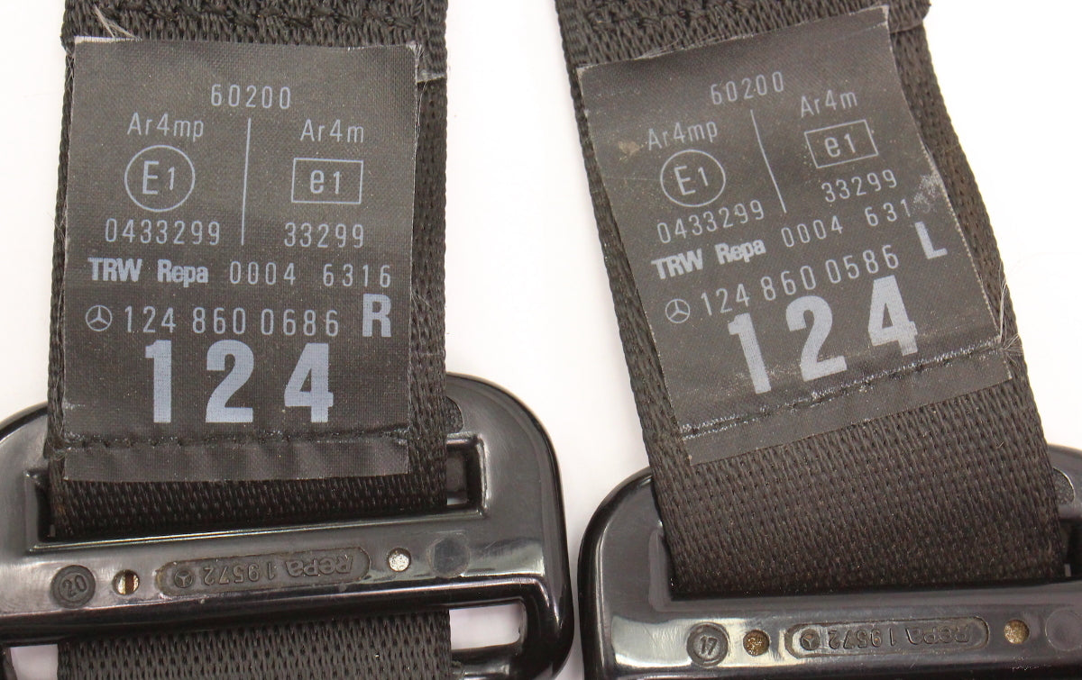 Front Seat Shoulder Belt Seatbelt Set 91 Mercedes 300D W124 - 1248600686 0586