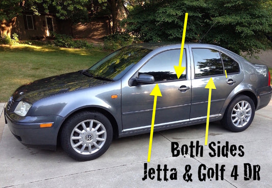 Window Molding Seal Scraper Trim Set 99-05 VW Jetta Golf MK4 4 Door ~ Genuine
