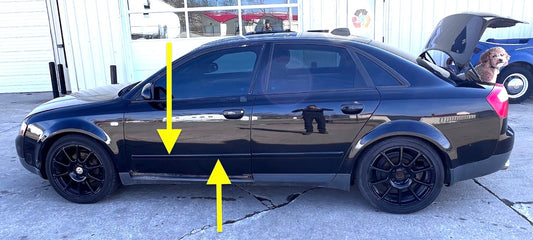 LH Front Center Door Molding Trim 02-05 Audi A4 B6 - LY9B Black - 8E0 853 953