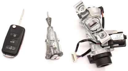 Lock Set Ignition Collar Door Key 10-14 VW Jetta Sportwagen MK6 - 1K0 905 851 B